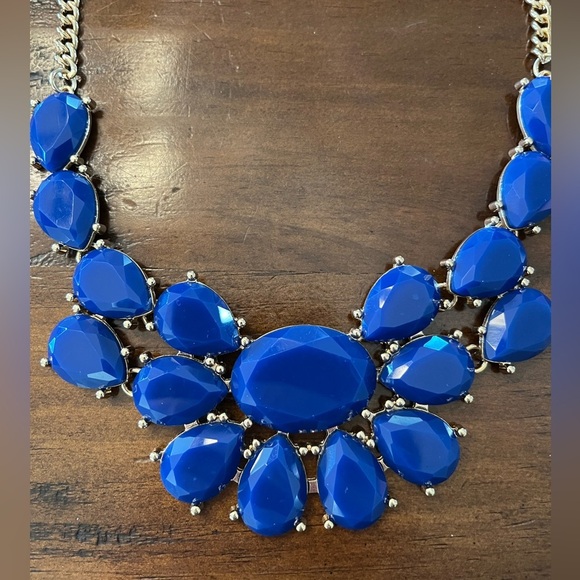 Mika royal blue and gold statement necklace - Picture 2 of 7